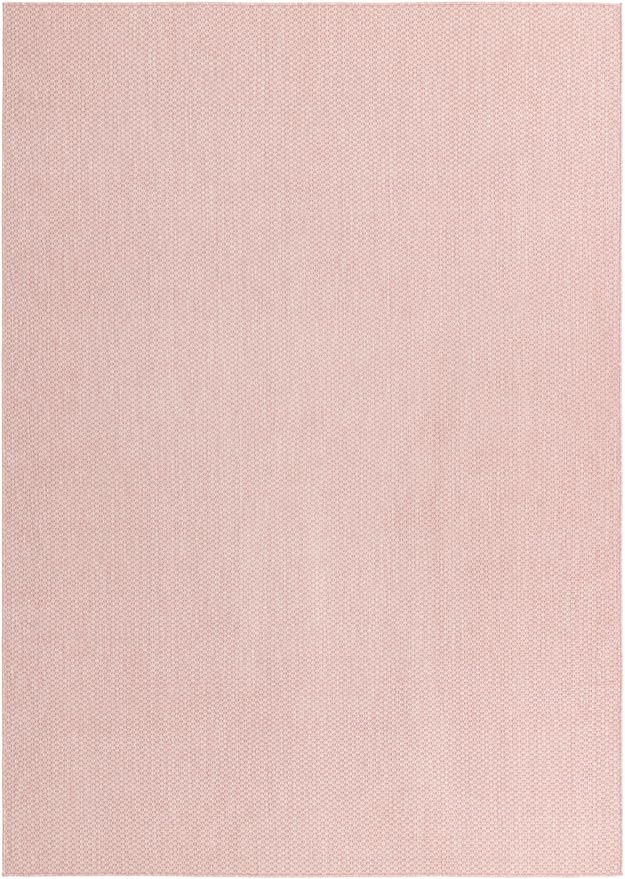 Unique Loom Collection Casual Transitional Solid Heathered Indoor/Outdoor Flatweave Area Rug (7' 10" x 11' Rectangle, Whisper Pink/Ivory) - Image 3