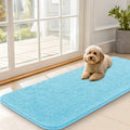 OLANLY Dog Door Mat for Muddy Paws 47x20, Absorbs Moisture and Dirt, Absorbent Non-Slip Washable Doormat, Quick Dry Chenille Mud Mat for Dogs, Entry Indoor Entryway Carpet for Inside Floor, Blue by OLANLY