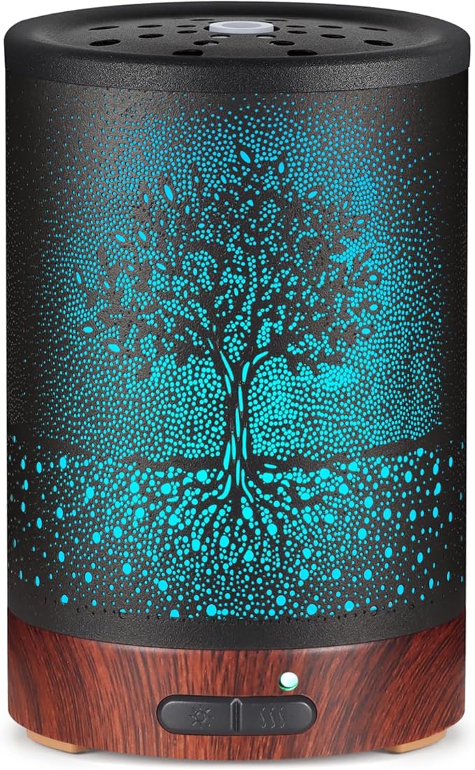 Essential Oil Diffuser- Aromatherapy Diffuser with7 Colors Light and Auto-Off for Women Metal Cool Mist Humidifier for Home and Office for Mom Women(Tree) by mocosa