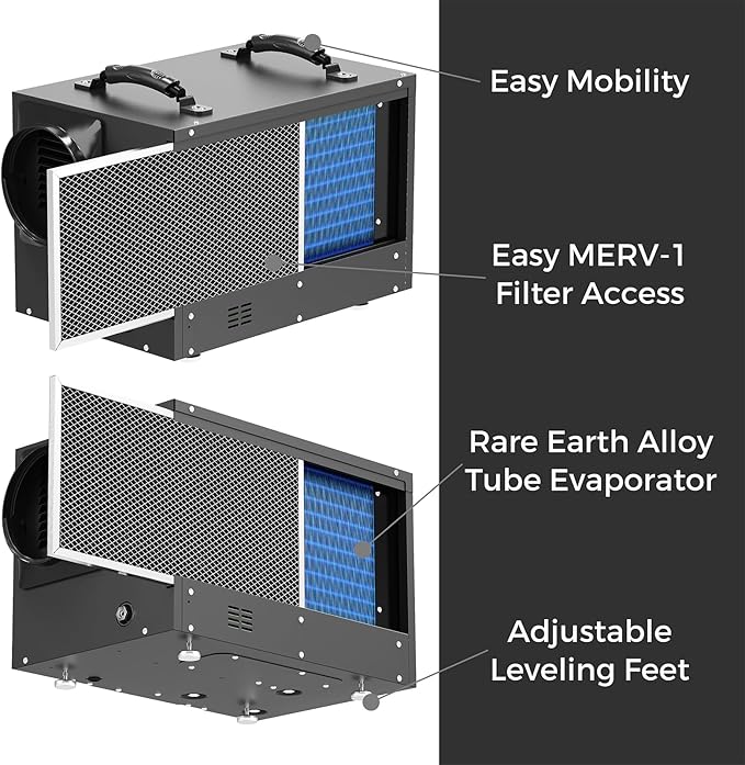 ALORAIR 120 PPD Commercial Dehumidifiers with Pump and Hose, Crawl Space Basement dehumidifier, Industry Water Damage Unit, Compact, Portable, Auto Defrost, Memory Starting - Image 5