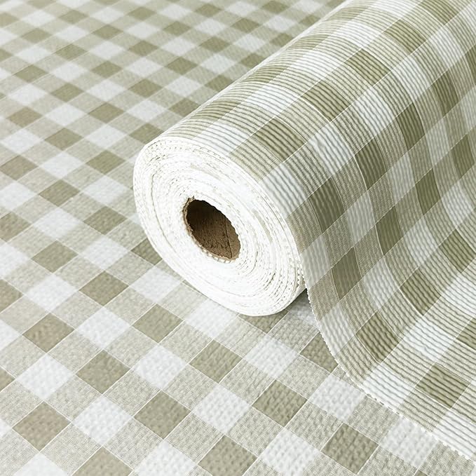 Drawer Liner and Shelf Liner for Kitchen Cabinet Liner Non-Adhesive Non-Slip Shelf Paper, Thick Strong Grip Waterproof Easy to Clean for Shelves, Cupboard, Desks, Green Plaid Pattern, 23.6 in x 10 FT by TheBaDaz