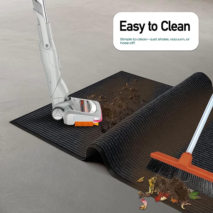 Durable Rubber Door Mat - Heavy Duty, Indoor/Outdoor, Easy Clean, Waterproof, Low-Profile Mat for Entry, Patio, Garage - Stylish (Charcoal, 2' x 3') - Image 5