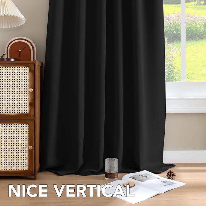 H.VERSAILTEX Blackout Curtains Thermal Insulated Window Treatment Panels Room Darkening Blackout Drapes for Living Room Back Tab/Rod Pocket Bedroom Draperies, 52 x 84 Inch, Black, 2 Panels - Image 8