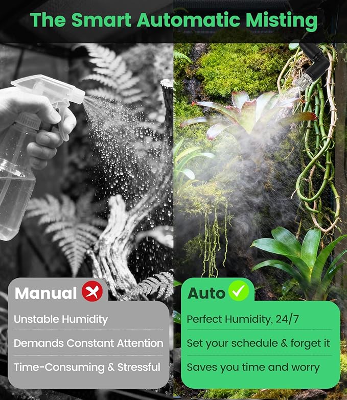 Reptile Mister System with Timer, Reptile Humidifiers Automatic, 360°Adjustable Misting Nozzles, DIY Misting System for Amphibians, and Rainforest Plants - Image 5