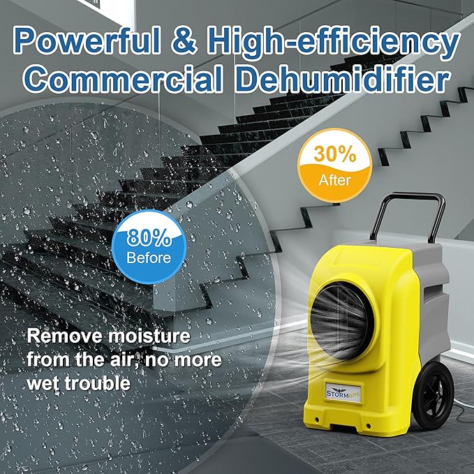 AlorAir 270 Pints Commercial Dehumidifiers for Large Room or Basements, Industrial Large Dehumidifier with Pump and Drain Hose, Dehumidifiers with Smart Wi-Fi, Manufacturer's 5 Years Warranty, Yellow - Image 5