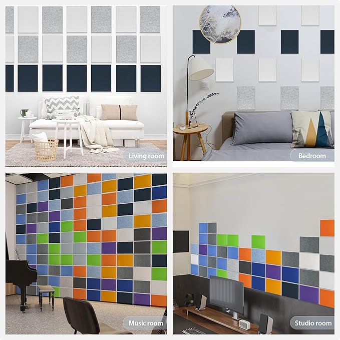 12 Pack Acoustic Panels Self Adhesive Sound Proof Foam, High Density Sound Acoustic Panel, 16X12X0.4 Inch 4:3 Rectangle Panels in Home, Office, Reccording Room, Studio, more(Snow White) - Image 7
