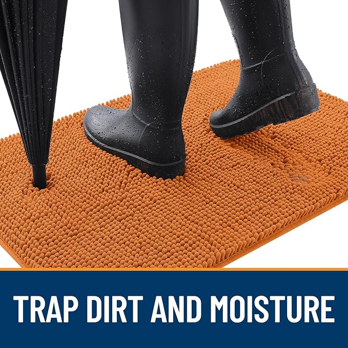 OLANLY Dog Door Mat for Muddy Paws 30x20, Absorbs Moisture and Dirt, Absorbent Non-Slip Washable Doormat, Quick Dry Chenille Mud Mat for Dogs, Entry Indoor Entryway Carpet for Inside Floor, Clay - Image 2