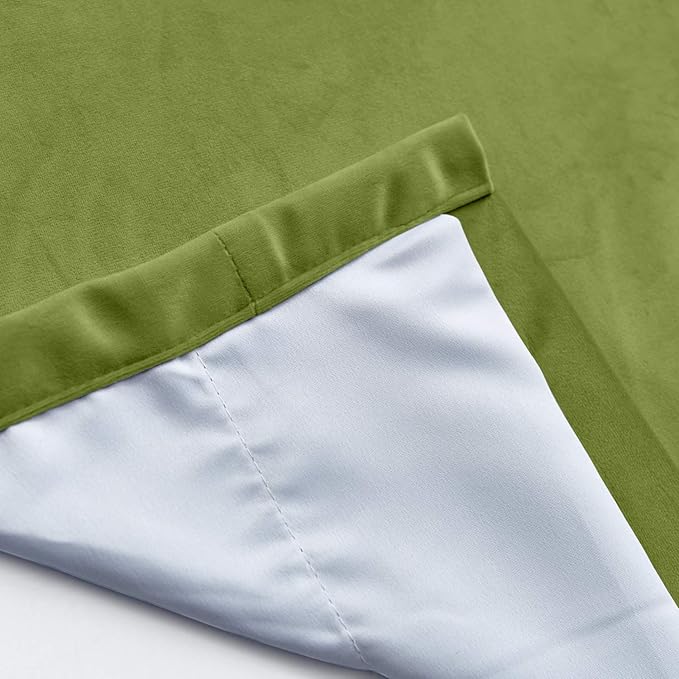 ChadMade Blackout Lined Premium Velvet Curtain Green 100Wx96L Inch (1 Panel), Eyelet Grommet for Livingroom Bedroom Theater Studio, Leon Collection - Image 5