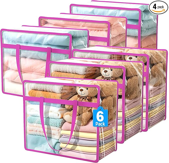 Budding Joy Clear Zippered Storage Bags for Clothes,40L Closet Organizers and Storage Containers Vinyl Moving Bag for Bedding, Linen, Blankets, Comforters, Clothing & Toys by BuddingJoy-BuildaJoyfulLifeforYou