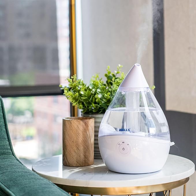 Crane x HALLS Droplet Ultrasonic Small Air Humidifiers for Bedroom and Office, 0.5 Gallon Cool Mist Humidifier for Plants and Home, Humidifier Filters Optional - Image 3