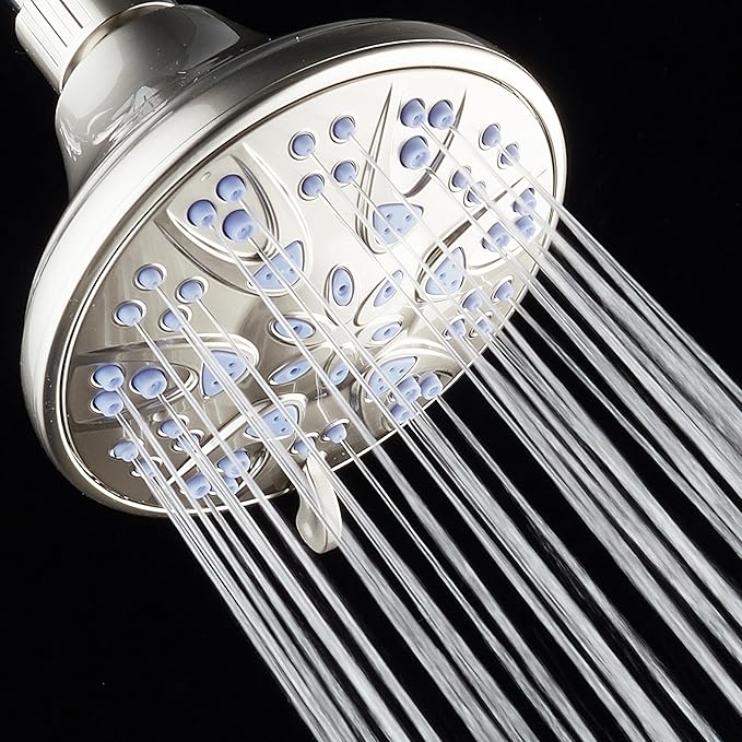 AquaDance Antimicrobial – Anti-Clog High-Pressure 6-Setting Shower Head with Microban Nozzle Protection from Growth of Mold, Mildew & Bacteria for Stronger Shower! 4" Sunset Blue - Image 9