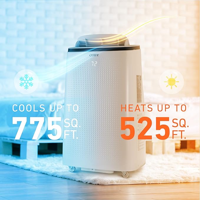 COBY Portable Air Conditioner 4-in-1 AC Unit, Heater, Dehumidifier & Fan, Air Conditioner 15,000 BTU Portable AC Unit with Remote Control for Rooms up to 775 Sq. Ft., 24-Hour Timer, & Installation Kit - Image 3