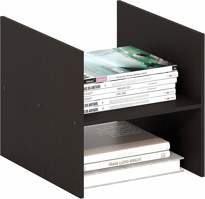 Furinno Cubicle Cube Insert, H-Shelf Cube Organizer, 2-Tier Shelf Accessory, Fits into Furinno Triple Thick Cubes, IKEA Kallax, for Organizers and Storage, Black Dark Oak by Furinno-FitsYourSpaceFitsYourBudget