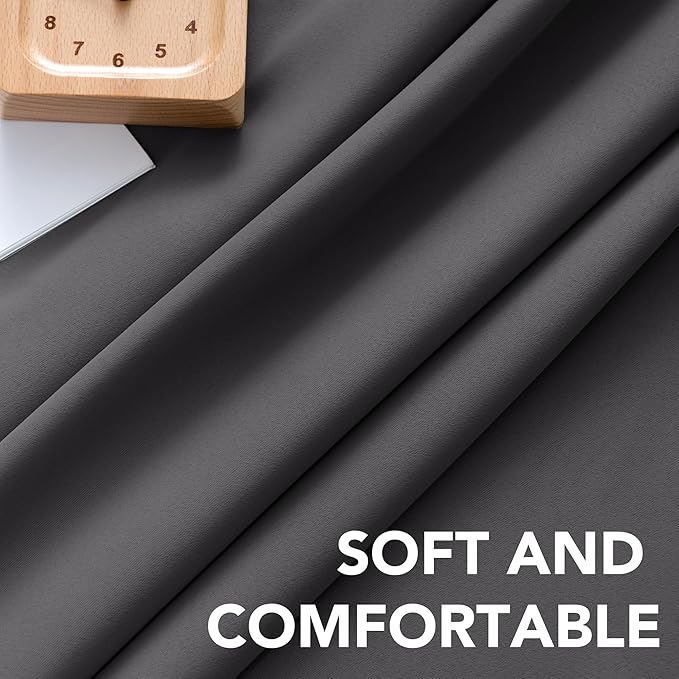 H.VERSAILTEX Blackout Curtains Thermal Insulated Window Treatment Panels Room Darkening Blackout Drapes for Living Room Back Tab/Rod Pocket Bedroom Draperies, 52 x 84 Inch, Charcoal Gray, 2 Panels - Image 5