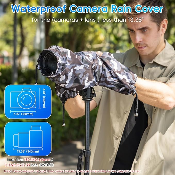 Camera Rain Cover Sleeve Gear Camo for Canon EOS R5 Mark II R10 R7 R6 R Rp Rebel T7 T8i T7i 90D 80D 4000D SL3 SX70 Nikon Z7II Z6II Z5 D780 D850 D7500 D5600 D3500 Coolpix P1100 P1000 P950 - Image 2