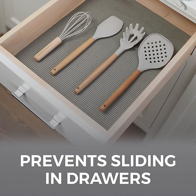HOME GENIE Shelf Drawer and Cabinet Liner, Durable with Strong Grip, 17.5 IN x 10 FT, Non Adhesive Liners Protect Kitchen Cabinets and Cupboard, Pantry, Bathroom Drawers and Shelves, Desks, Slate Gray - Image 3