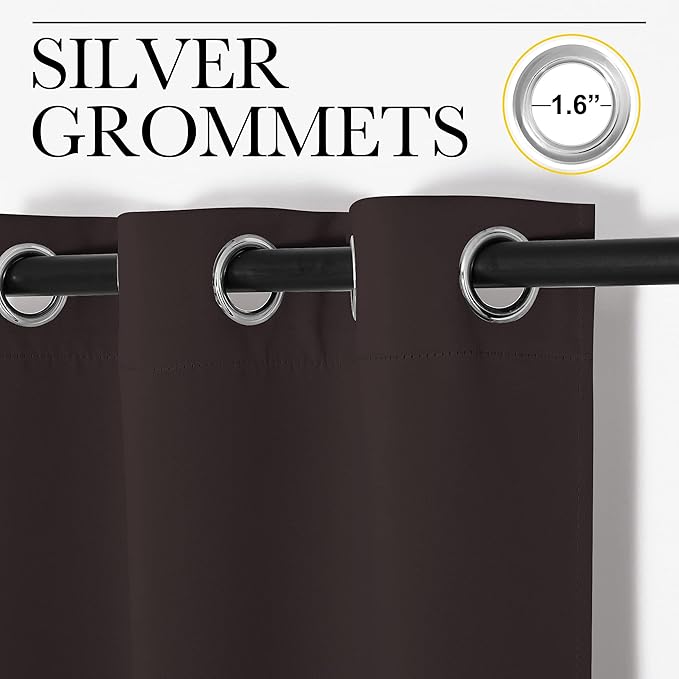 NICETOWN Room Darkening Grommet Panel - (120 inches Width, Toffee Brown, 1 Panel) Extra Wide Space Divider Curtain 84 inches Long, Privacy Drapery for Large Window - Image 2