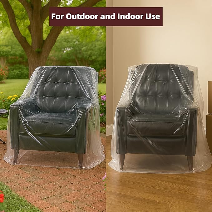 Yotelab Plastic Furniture Cover for Moving, Plastic Chair Covers Protector, Waterproof Couch Cover for Storage, Clear Moving Bags for Recliner Armchair Patio Chair, 42Wx34Dx65H/48H Inches (No Seal) - Image 7