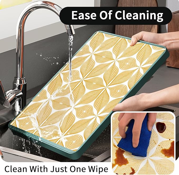 Shelf Liners for Kitchen Cabinets 12in x 20FT, Non Adhesive Cabinet Liner Strong Non-Slip Golden Leaf Drawer Liner, Easy to Clean for Shelf, Cabinet with Knife and Tape Measure - Image 6