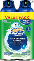 Scrubbing Bubbles Mega Bathroom and Shower Foamer Aerosol, Rainshower Scent, 20oz (Pack of 2) by ScrubbingBubbles