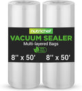 NutriChef Vacuum Sealer Bags 8x50 Rolls 2 pack Compatible with All Brands, Commercial Grade, Heavy Duty, Great for vac storage, Meal Prep or Sous Vide by NutriChef%E2%84%A2Kitchen