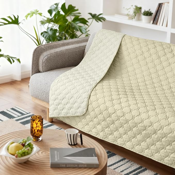 gogobunny 100% Double-Sided Waterproof Dog Bed Cover Pet Blanket Sofa Couch Furniture Protector for Puppy Large Dog Cat, Reversible (68x82 Inch (Pack of 1), Dark Cream/Light Cream) - Image 4