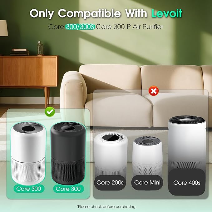 Core 300 Filter Replacement Fit for Levoit Core 300 Core 300-RF-TX (Green), 3-in-1 Filter - Image 2