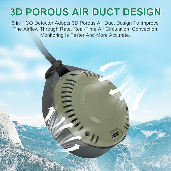 Portable Carbon Monoxide Detector for Travel, Mini 3-in-1 Carbon Monoxide Monitor with Magnetic Suction, RV CO Detector Alarm Temp/Humidity Sensor, Rechargeable CO Monitor 120-140HR Standby - Image 6