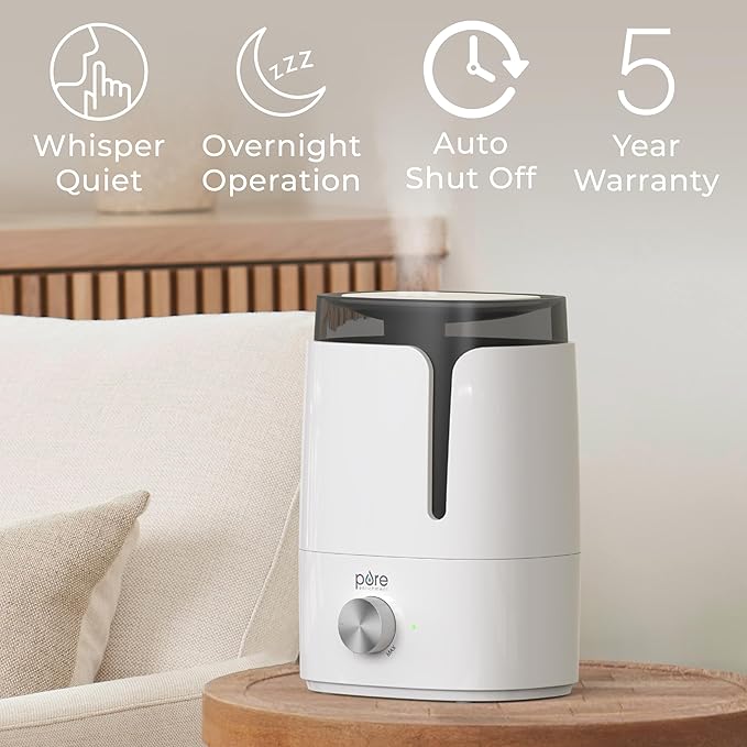 Pure Enrichment HUME Ultrasonic Cool Mist Humidifier - Easy-Clean 3.5L Tank Lasts up to 50 Hours; Whisper Quiet, & Auto Shut-Off for Large Living Rooms, Basements, Bedrooms, Nurseries, & Plants - Image 3