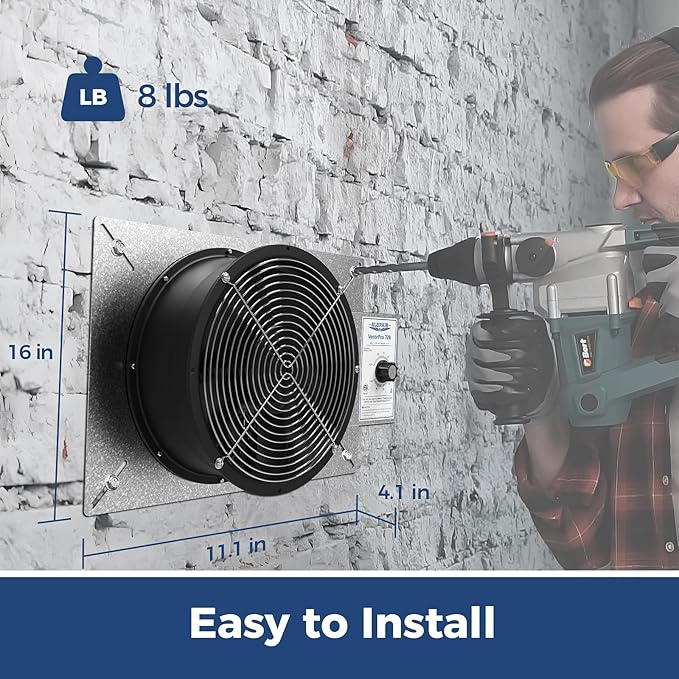 ALORAIR 720 CFM High Flow Powered Crawl Space Ventilation Fan, IP55 Rated 10" Basements Vent Fan with Freeze Protection Thermostat & Dehumidistat, for Crawlspace, Garage, Basements, Attic, Exhaust - Image 5