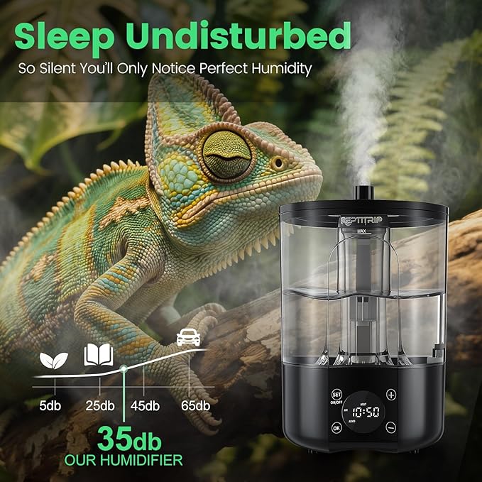 Reptile Humidifier Fogger for Terrariums, Timer Function, 1 Gallon, Adjustable Fog Volume, Ideal for Bearded Dragons, Lizards, Geckos, Snakes, Tortoises, Remote Control - Image 6