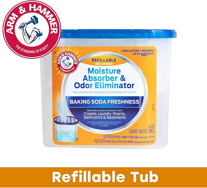 Arm & Hammer Fragrance Free Refillable Moisture Absorber and Odor Eliminator 14 oz. Tub - Image 2