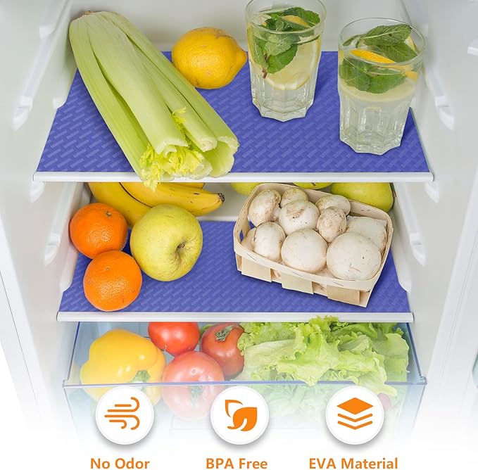 Shelf Liners for Kitchen Cabinets Refrigerator Liners Waterproof Plastic Kitchen Cupboard Liner Non Adhesive Drawer Mats EVA Material Fridge Liner for Shelves - Blue 11.8 x 59 Inches - Image 5