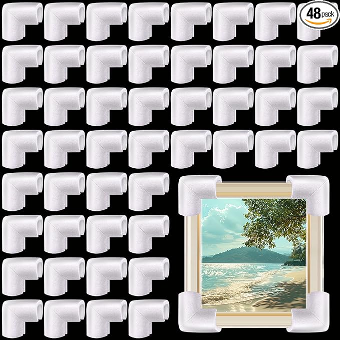 48 Pcs Foam Corner Protectors for Shipping, L-Shaped Edge Guards for TV Moving Box, Picture Frames, Mirrors, and Furniture, Must-Have Moving Supplies by Pwbarwq