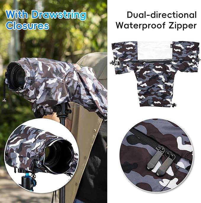 Camera Rain Cover Sleeve Gear Camo for Canon EOS R5 Mark II R10 R7 R6 R Rp Rebel T7 T8i T7i 90D 80D 4000D SL3 SX70 Nikon Z7II Z6II Z5 D780 D850 D7500 D5600 D3500 Coolpix P1100 P1000 P950 - Image 4