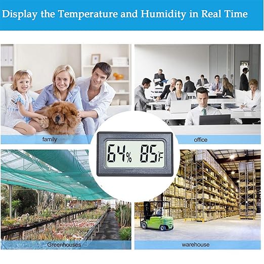 Reptile Thermometer Hygrometer Meter Indoor Temperature Gauge Fahrenheit ℉ Mini Digital Humidity for Outdoor Office Humidors Jars Incubators Guitar Case (1) - Image 5