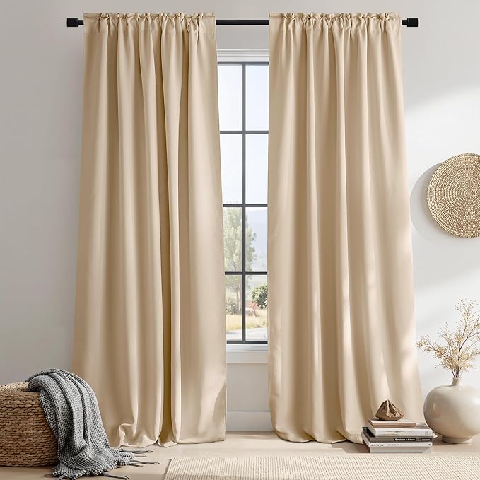 NICETOWN Window Treatment Elegant Curtains - (Biscotti Beige Color) 52 Width X 84 Length, 1 Pair, Curtains and Drapes for Bedroom - Image 2