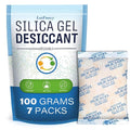 LotFancy Silica Gel Packets, 100 Gram 7 Packs Rechargeable Desiccant Dehumidifiers Packets, Moisture Absorber Drying Bag with Orange Indicator, Non-Toxic, Odorless by LotFancy