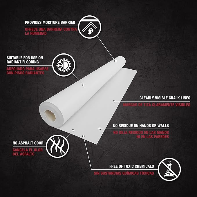 ROBERTS 70-198 Silicone Moisture Barrier Underlayment for Solid & Engineered Wood Floors & LVP - 31.5 in. x 76.25 ft. x 6 mil - 200 sq. ft. coverage - Image 2