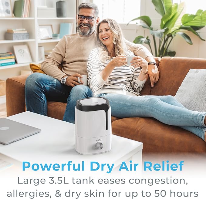 Pure Enrichment HUME Ultrasonic Cool Mist Humidifier - Easy-Clean 3.5L Tank Lasts up to 50 Hours; Whisper Quiet, & Auto Shut-Off for Large Living Rooms, Basements, Bedrooms, Nurseries, & Plants - Image 2