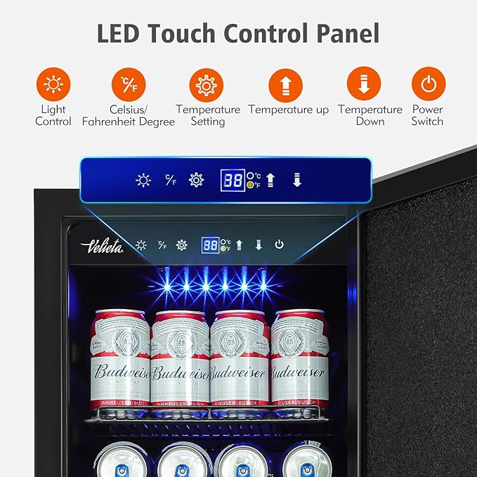 15 Inch Outdoor Beverage Refrigerator Cooler,Stainless Steel 127 Cans Beverage Fridge with French Door Under Counter Built-in or Freestanding, Perfect for Beer, Cola - Image 5