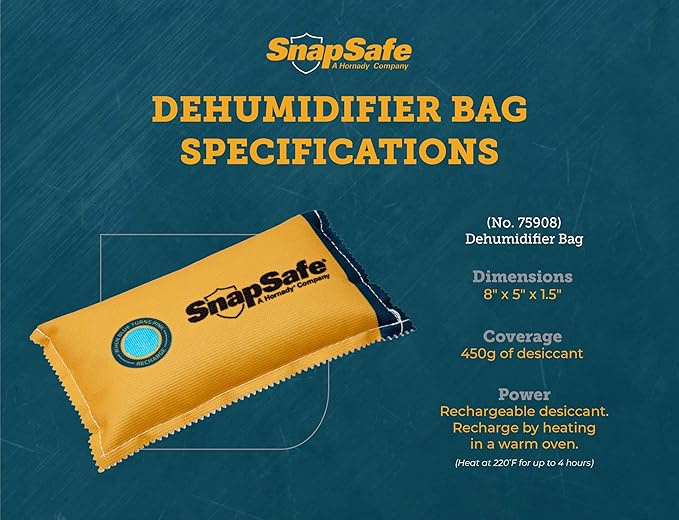 SnapSafe Reusable Dehumidifier Bag 450G, 75908 - Portable, Easy to Use Moisture Absorbers for Gun Safes & Cabinets - Prevent Moisture Damage for Gun Safe Accessories, Firearms in Your Gun Vault - Image 3