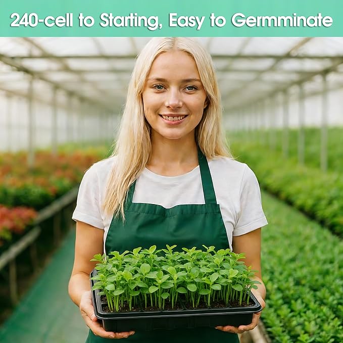 Seed Starter Tray, Seedling Starter Trays for Starting Plant Seeds, Indoor Gardening Plant Germination Trays, Black, 5PCS - Image 5