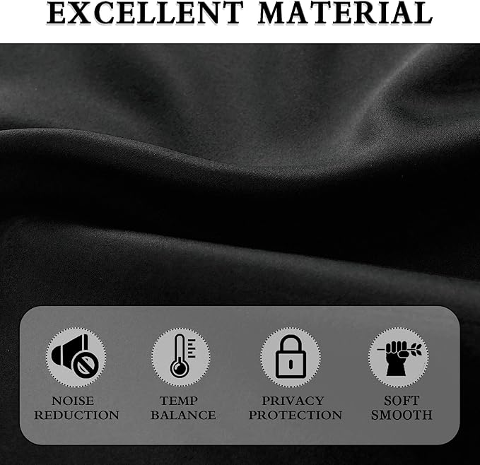 DONREN Extra Long 108 inch Length Blackout Curtains for Large Windows,Rod Pocket Soft and Touching Living Room Sweep to Floor for Villa(Black,2 Pack,52 W by 108 inches Long) - Image 3