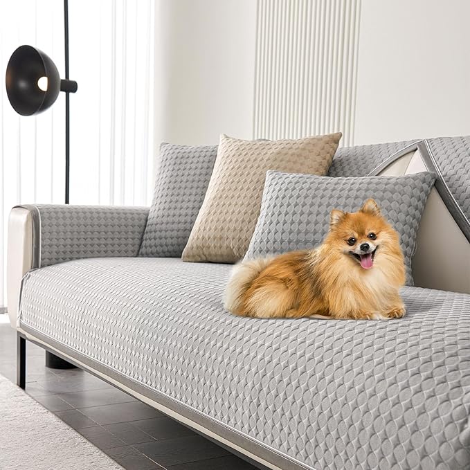 OTOB Cooling Dog Couch Cover Ice Silk Fiber, Washable & Non Slip Sofa Slipcovers Mat, Soft Couch Cover Cooling Mat, Durable Pet Friendly Furniture Protector Covers (Gray, 28"*59") by OTOB