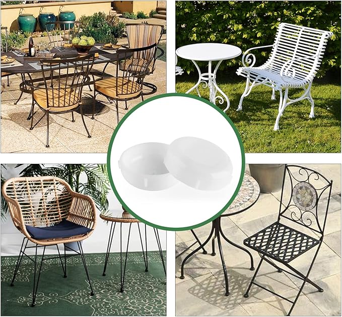 Biaungdo 24 Pack 1.5 Inch Wrought Iron Patio Furniture Feet, Patio Furniture Seating Glides, Round Outdoor Chair Leg Floor Protectors, End Cap Feet Inserts (White) - Image 7