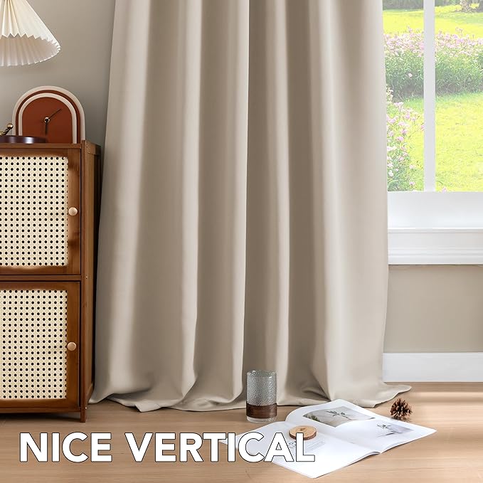 H.VERSAILTEX Blackout Curtains Thermal Insulated Window Treatment Panels Room Darkening Blackout Drapes for Living Room Back Tab/Rod Pocket Bedroom Draperies (2 Panels, Fog, 52 x 96 Inch) - Image 8