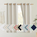 NICETOWN Natural Linen Curtains 45" Long with Noise Reducing for Small Window, 42" Wide, 2 PCs, Complete Blackout Drapes, Thermal Insulated & Noise Reducing Window Draperies with White Liner by NICETOWN