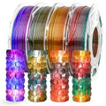 AMOLEN 3D Printer Filament Bundle, PLA Filament 1.75mm Transparent Multicolor, with Light Transmission Feature,Blue Purple,Yellow Green Purple,Blue Brown,Orange Grey,200g x 4 Spools by AMOLEN