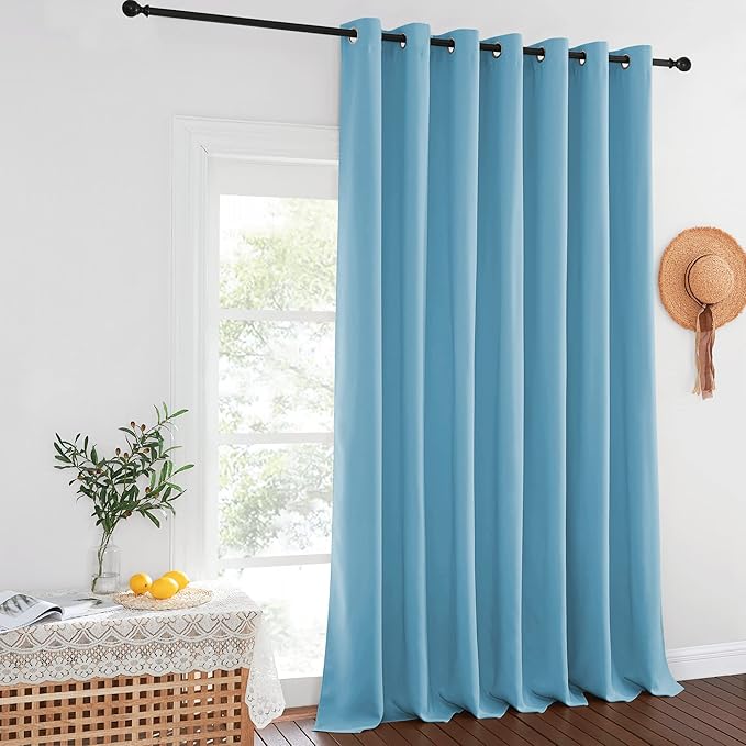 NICETOWN Patio Door Curtain Sound Blocking, Bedroom Privacy Room Divider Curtain, Thermal Insulated Blackout Closet Sliding Door Shade (1 Panel, 100" Wide x 120" Long, Teal Blue) - Image 8